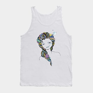 Mermaid colorful hair beautiful design Tank Top